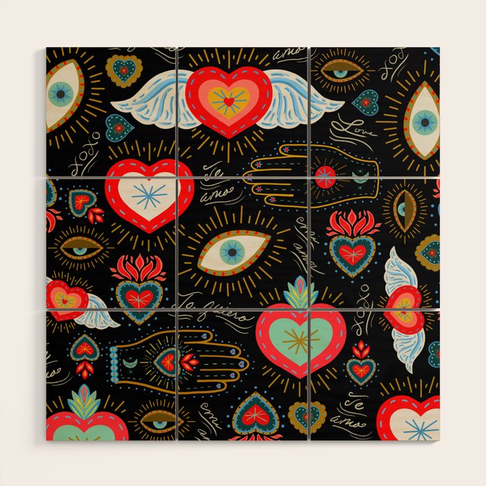 Milagro Love Hearts - Black Wood Wall Art Gallery Image 1