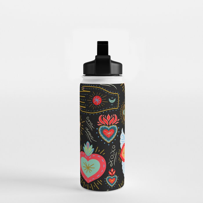 Milagro Love Hearts - Black Water Bottle Gallery Image 2