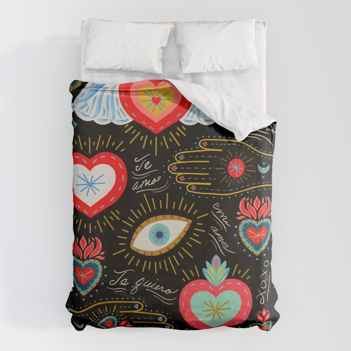 Milagro Love Hearts - Black Duvet Cover Gallery Image 6