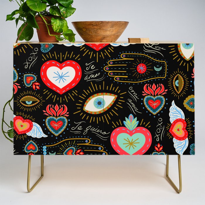 Milagro Love Hearts - Black Credenza Gallery Image 1