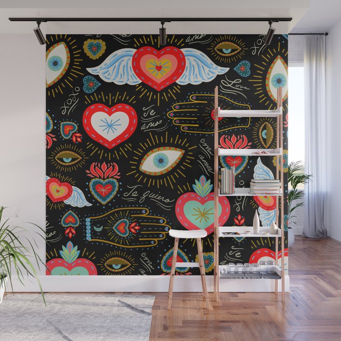 Milagro Love Hearts - Black Wall Mural Gallery Image 1
