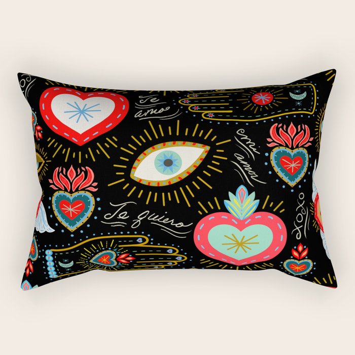 Milagro Love Hearts - Black Rectangular Pillow Gallery Image 2