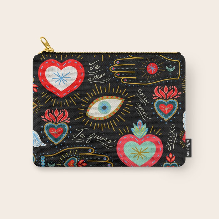 Milagro Love Hearts - Black Carry All Pouch Gallery Image 1