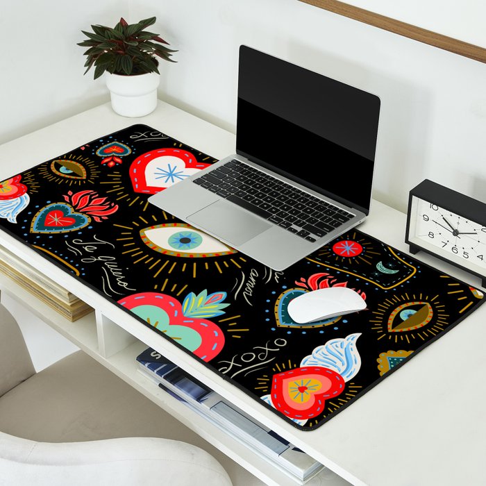 Milagro Love Hearts - Black Desk Mat Gallery Image 2