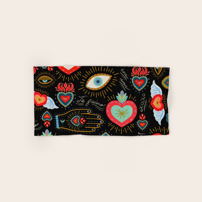 Milagro Love Hearts - Black Bath Towel Gallery Image 1