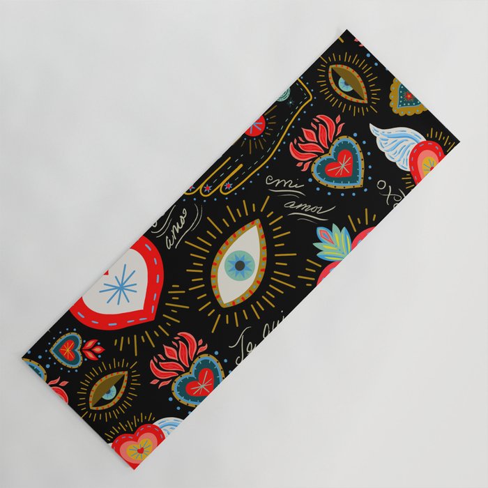 Milagro Love Hearts - Black Yoga Mat Gallery Image 1