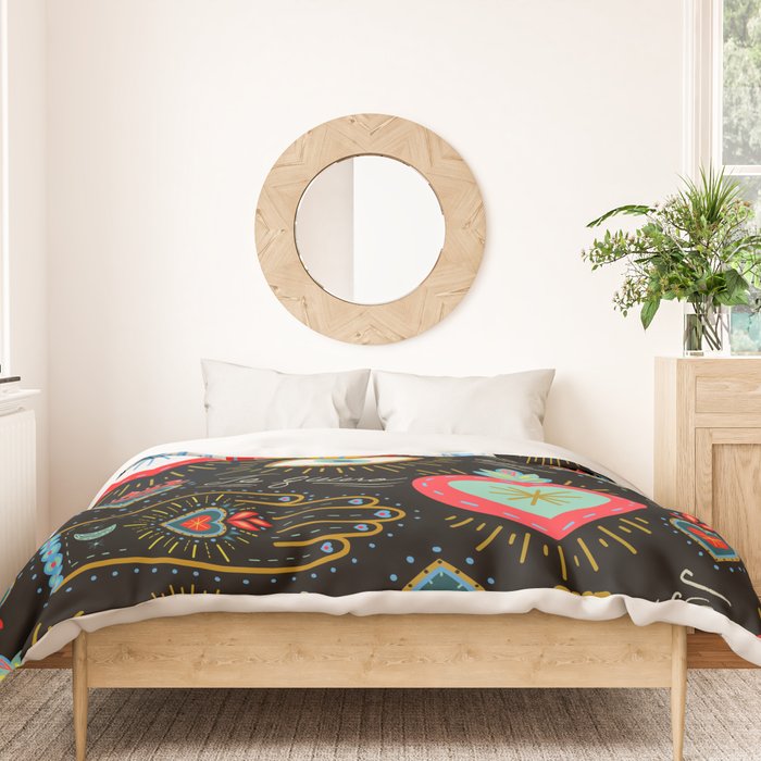 Milagro Love Hearts - Black Duvet Cover Gallery Image 3
