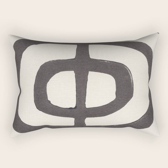 Modern Plant / Lino Print Rectangular Pillow Gallery Image 1