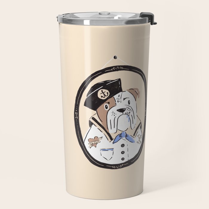 English Bulldog Sailor Illustration Travel Mug Gallery Image 2