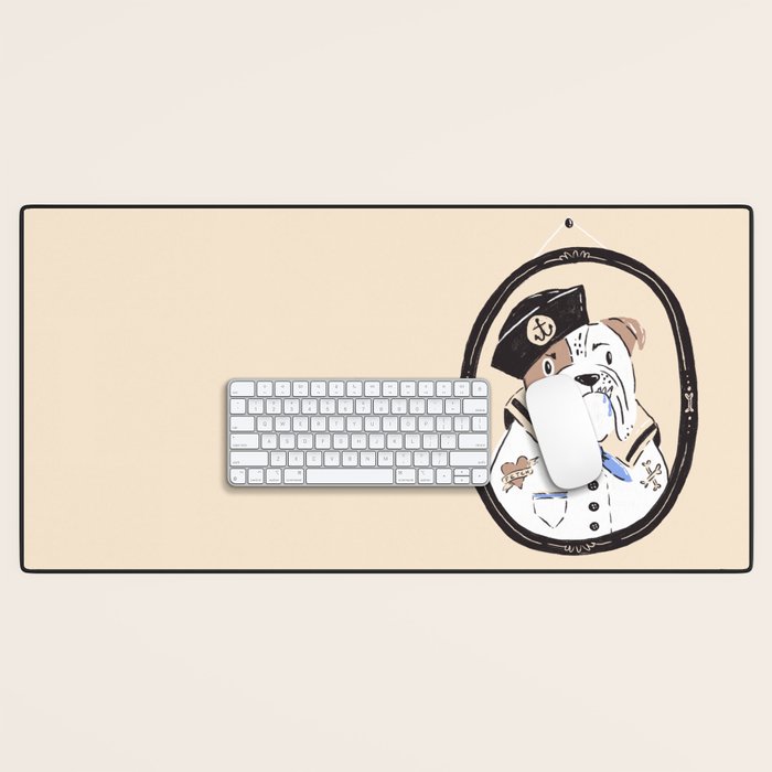 English Bulldog Sailor Illustration Desk Mat Gallery Image 1
