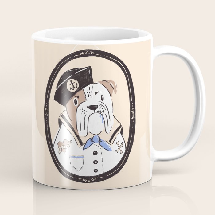 English Bulldog Sailor Illustration Coffee Mug Gallery Image 1