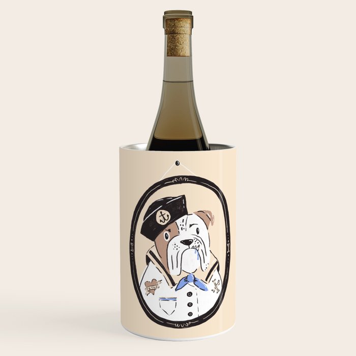 English Bulldog Sailor Illustration Wine Chiller Gallery Image 3