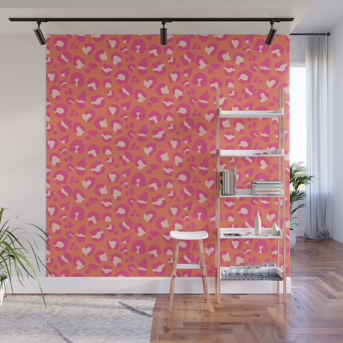 Leopard Print - Coral and Pink Wall Mural Gallery Image 1