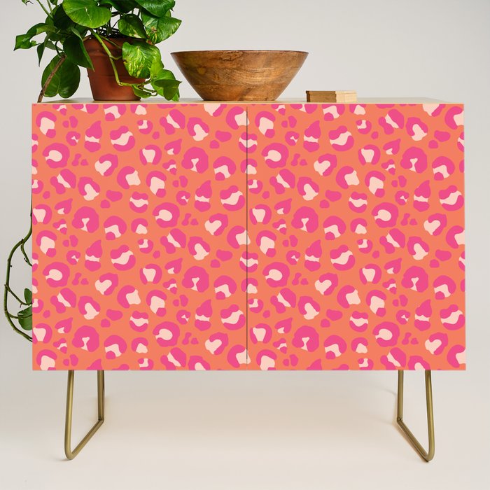 Leopard Print - Coral and Pink Credenza Gallery Image 1