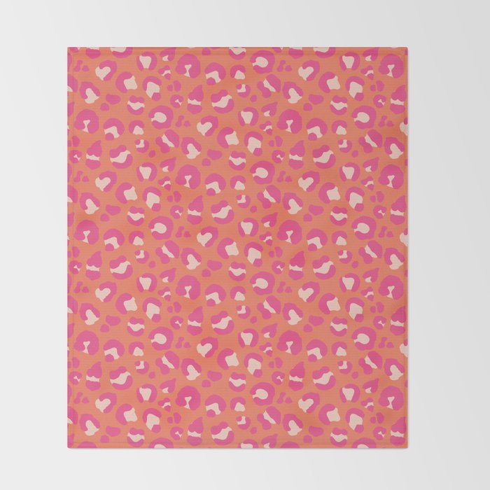 Leopard Print - Coral and Pink Throw Blanket Gallery Image 2