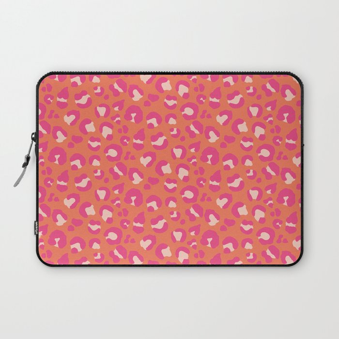 Leopard Print - Coral and Pink Laptop Sleeve Gallery Image 1