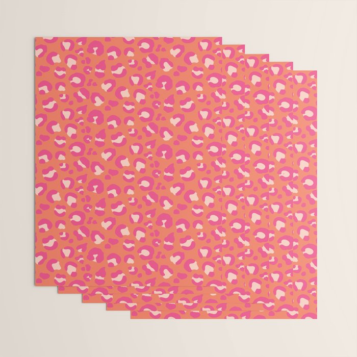 Leopard Print - Coral and Pink Wrapping Paper Gallery Image 3