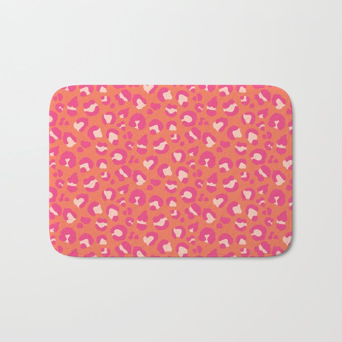 Leopard Print - Coral and Pink Bath Mat Gallery Image 1