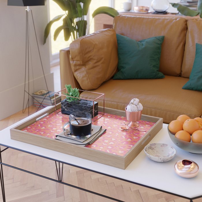 Leopard Print - Coral and Pink Serving Tray Gallery Image 2