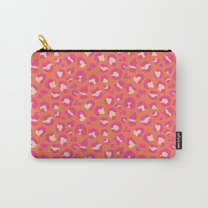 Leopard Print - Coral and Pink Carry All Pouch Gallery Image 1