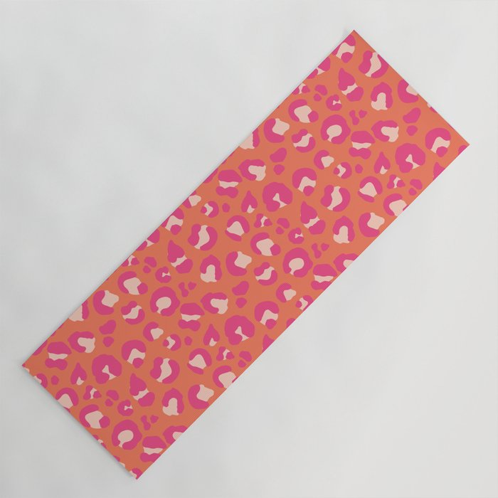 Leopard Print - Coral and Pink Yoga Mat Gallery Image 1