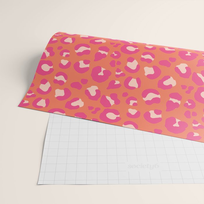 Leopard Print - Coral and Pink Wrapping Paper Gallery Image 2