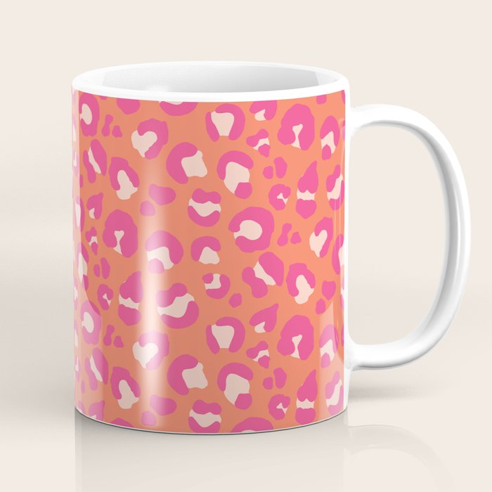 Leopard Print - Coral and Pink Coffee Mug Gallery Image 1