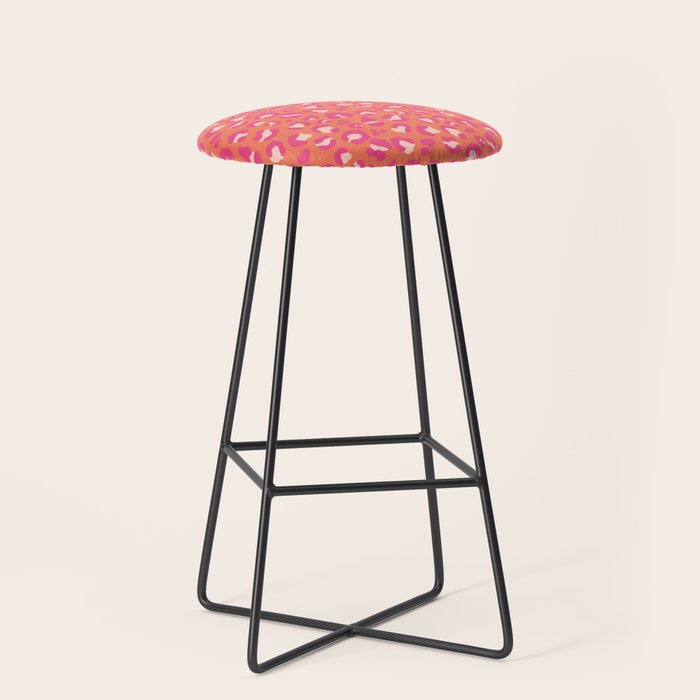 Leopard Print - Coral and Pink Stool Gallery Image 1