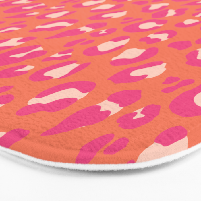 Leopard Print - Coral and Pink Bath Mat Gallery Image 3