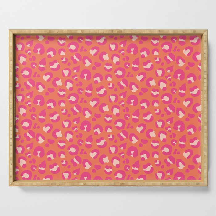 Leopard Print - Coral and Pink Serving Tray Gallery Image 1