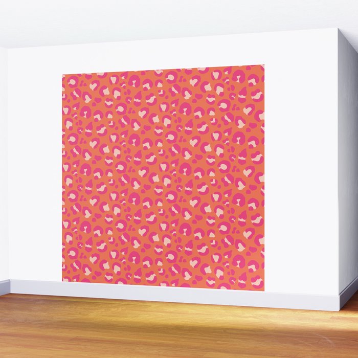 Leopard Print - Coral and Pink Wall Mural Gallery Image 2