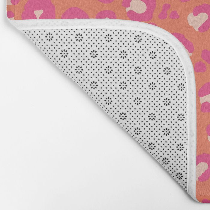 Leopard Print - Coral and Pink Bath Mat Gallery Image 2