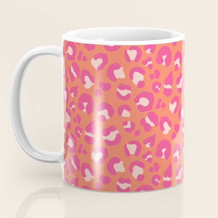 Leopard Print - Coral and Pink Coffee Mug Gallery Image 3