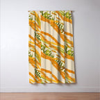 Diagonal Lei Pikake Orange Lokelani Pakalana Puakenikeni tileaf on beige Window Curtain Gallery Image 3