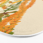 Diagonal Lei Pikake Orange Lokelani Pakalana Puakenikeni tileaf on beige Bath Mat Gallery Image 3