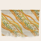 Diagonal Lei Pikake Orange Lokelani Pakalana Puakenikeni tileaf on beige Wall Hanging Gallery Image 1