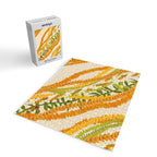 Diagonal Lei Pikake Orange Lokelani Pakalana Puakenikeni tileaf on beige Jigsaw Puzzle Gallery Image 2