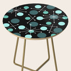 Atomic Age Dots And Starbursts Black Turquoise Side Table Gallery Image 2