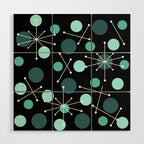 Atomic Age Dots And Starbursts Black Turquoise Wood Wall Art Gallery Image 1