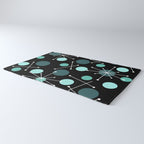 Atomic Age Dots And Starbursts Black Turquoise Rug Gallery Image 3