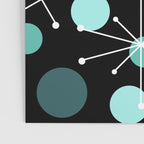 Atomic Age Dots And Starbursts Black Turquoise Poster Gallery Image 3