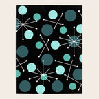 Atomic Age Dots And Starbursts Black Turquoise Poster Gallery Image 4