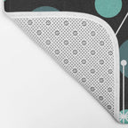 Atomic Age Dots And Starbursts Black Turquoise Bath Mat Gallery Image 2
