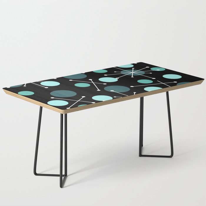 Atomic Age Dots And Starbursts Black Turquoise Coffee Table Gallery Image 1