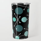Atomic Age Dots And Starbursts Black Turquoise Travel Mug Gallery Image 1