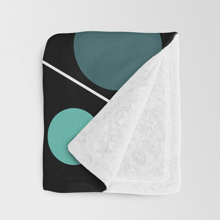 Atomic Age Dots And Starbursts Black Turquoise Throw Blanket Gallery Image 3