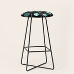 Atomic Age Dots And Starbursts Black Turquoise Stool Gallery Image 1