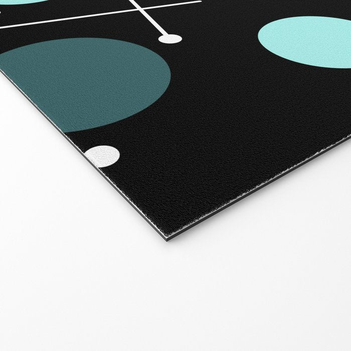 Atomic Age Dots And Starbursts Black Turquoise Welcome Mat Gallery Image 2