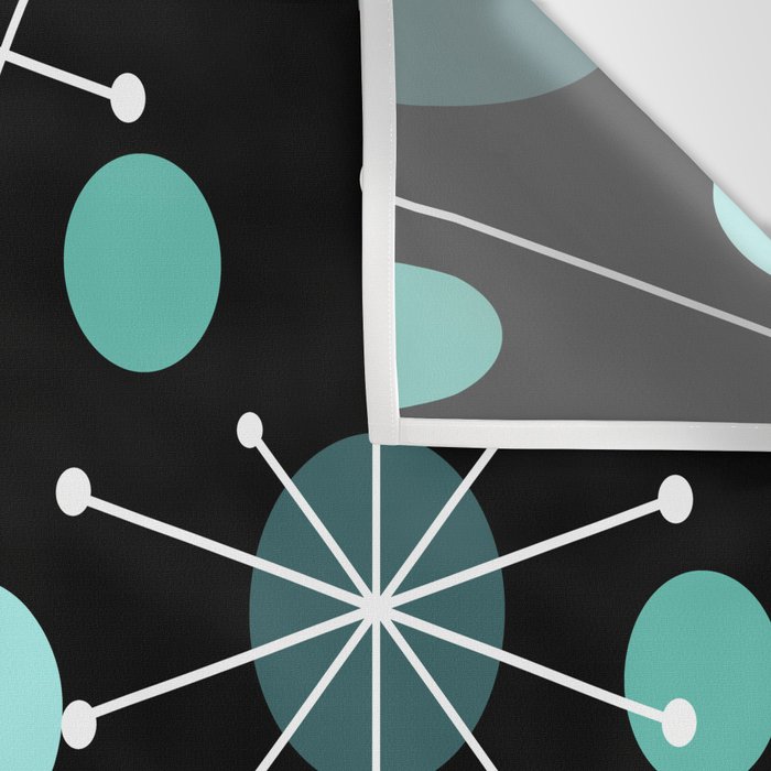 Atomic Age Dots And Starbursts Black Turquoise Wall Tapestry Gallery Image 3