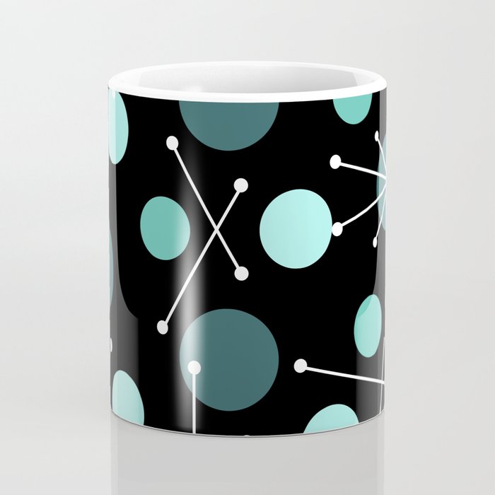 Atomic Age Dots And Starbursts Black Turquoise Coffee Mug Gallery Image 4
